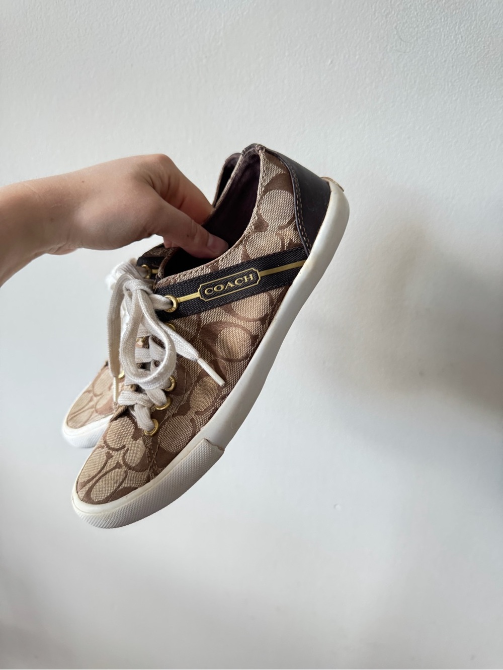Coach Brown & Tan Monogram Low Top Sneakers - Picture 4 of 8